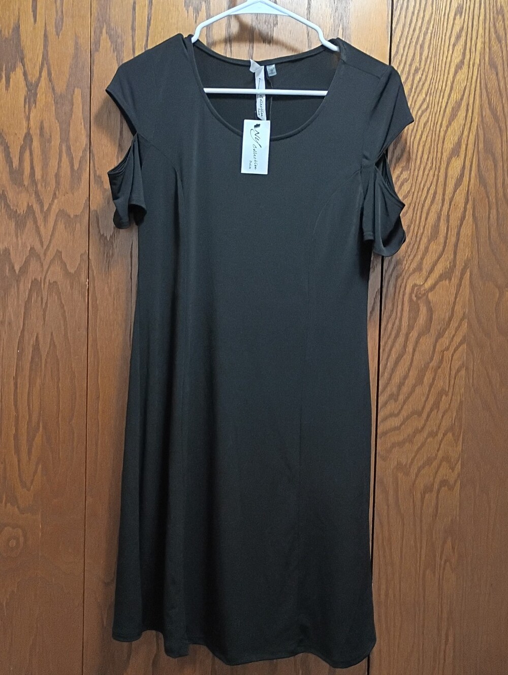 NWT NY Collection Black Cold-Shoulder Midi Dress